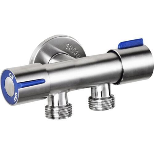 G1/2 x 1/2 304 Stainless Steel One Into Two Three-Way Angle Valve, Double Handle Double Control Single Cold Multi-Function Fauce