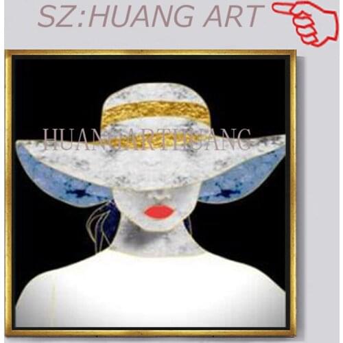 Characters of high quality handmade oil paintings with beautiful sexy girl in the hat for the sitting room sofa bedroom wall