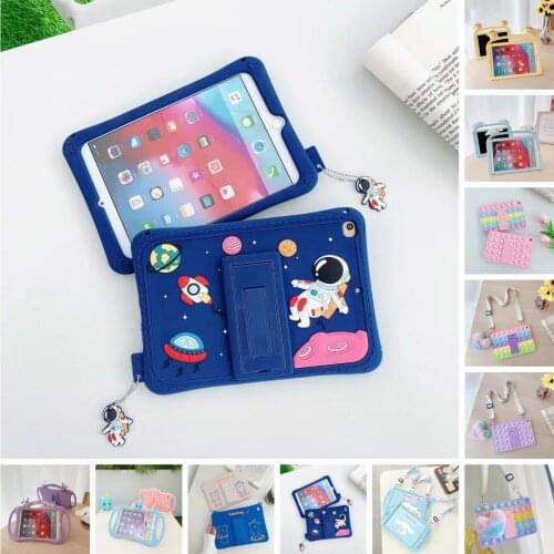 Cure Space Astronaut Silicone Tablet Case for IPad Pro 11 Air4 10.9 10.5 Mini 5 9.7 Protective Cover Anti-fall Stand Shell