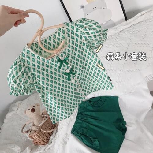 Summer kids girls clothes blouse+shorts 2pcs girls set floral baby girls outfits roupa infantil menina