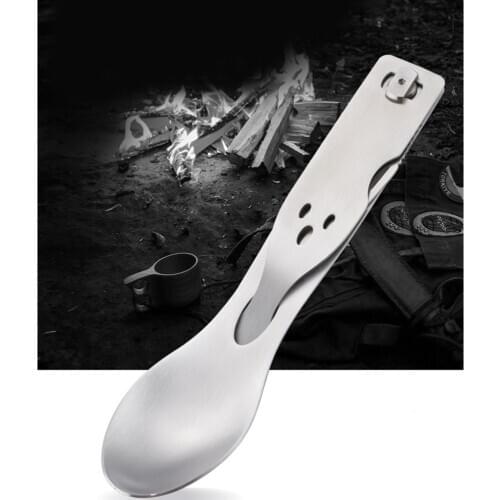 3 in 1 Multifunctional Cutlery Combination Sharp Tool Fork Spoon Combo Ourdoor Utensil Meal Accessory for Camping Picnic Home