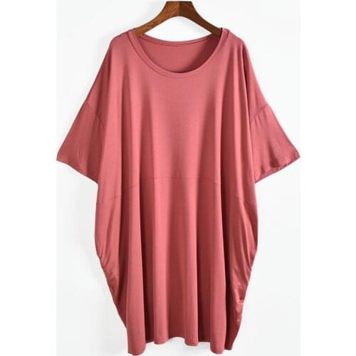 Plus Size 8XL 150kg Modal Dress O Neck Short Sleeve Solid Color Dress Soft Comfortable Loose Ladies Casual Large Home Dress