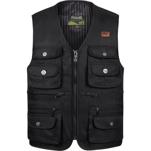 Men Large Size XL-4XL Motorcycle Casual Vest Male Multi-Pocket Tactical Fashion Waistcoats High Quality Masculino Overalls vest