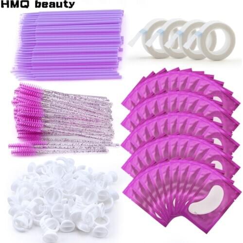 304Pcs Eyelash Extension Supplies Micro Brush Tape Glue Ring Eye Pad Mascara Wands Faux Cils Makeup Brushes Lashes Accessories