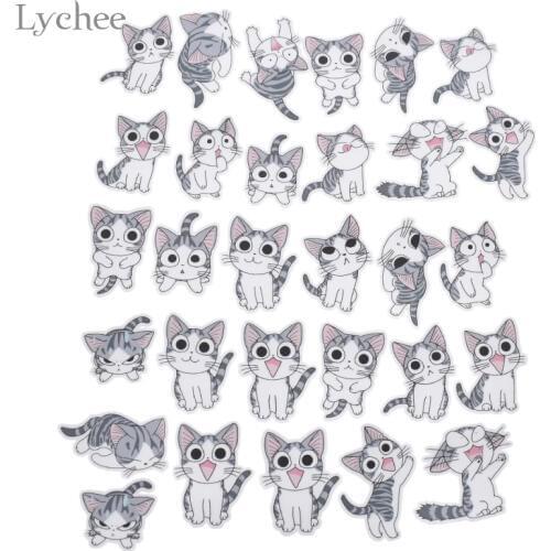 Lychee Life Sweet Cat Scrapbooking Stickers Cartoon Photo Albums Decorative Sticker DIY Craft Decals
