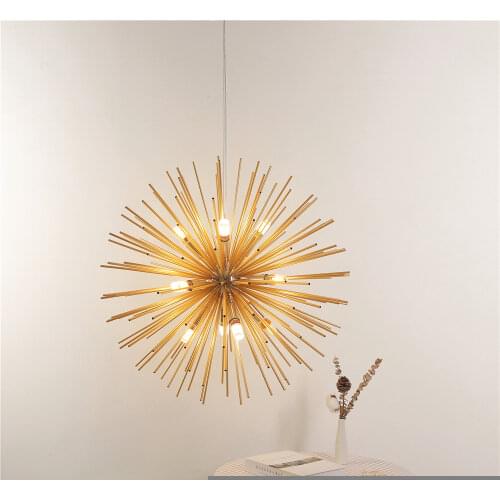 Nordic Aluminum Dandelion Hedgehog LED Chandeliers Lighting Tube Spark Ball Pendant Lamps Fixture for Restaurant Home Decor