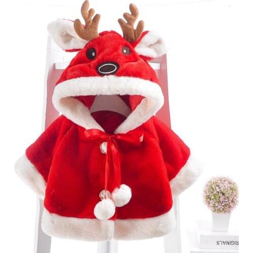 Autumn Winter Baby Girls Jackets For Baby Princess Fur Cloak Cartoon Deer Kids Warm Cape Outerwear Coats Newborn Infant Clothes
