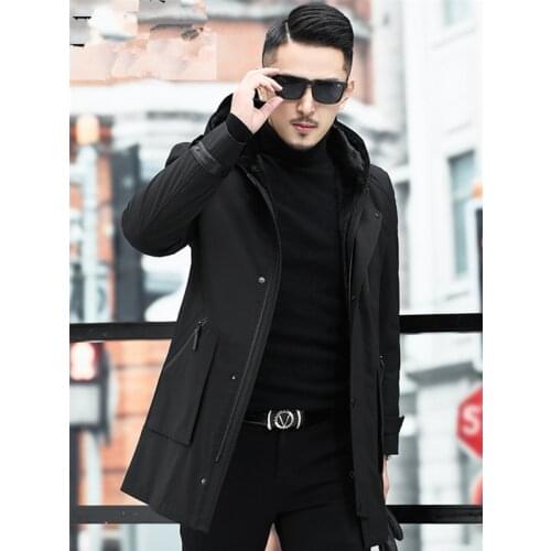 Real Fur Coat Men Real Mink Fur Coat Korean Mink Fur Hooded Winter Jacket Men Real Fur Parka Plus Size Casaco 11-981903 YY1158
