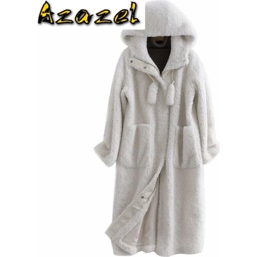Real 100% Wool Jacket Autumn Winter Coat Women Clothes 2020 Korean Elegant Sheep Shearling Fur Hooded Long Coats ZT822
