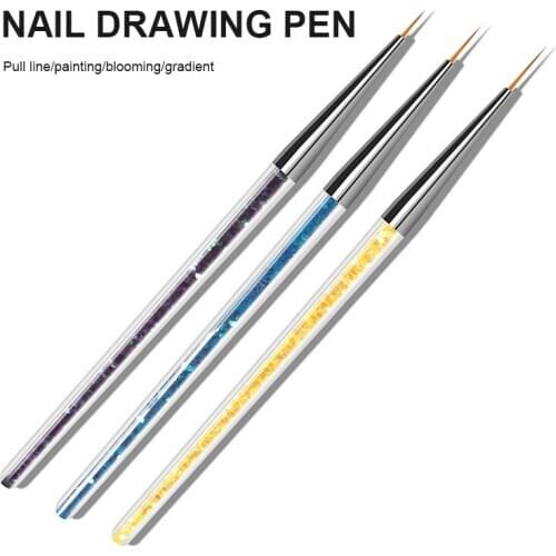 3PCS Sequined Nail Art Drawing Pen Nail Art Pen Color Painting Hook Line Pen Set