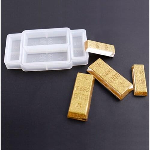 C90C Silicone Mold DIY 3D Gold Bar Funny Birthday Cake Fondant Decoration Realistic Simulation Epoxy Resin Crafts Jewelry Making