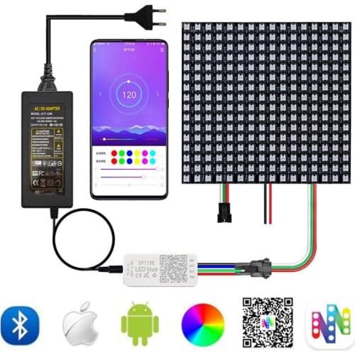 WS2812B Led Strip Digital Matrix Panel WS2812 Individually Addressable Light DC5V Led Power Supply SP110E Bluetooth Controller