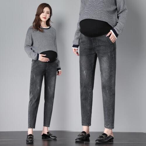 530# Maternity pants Spring Autumn embroidery fashion Maternity Jeans Belly Support Pants Elastic Waist Maternity Trousers