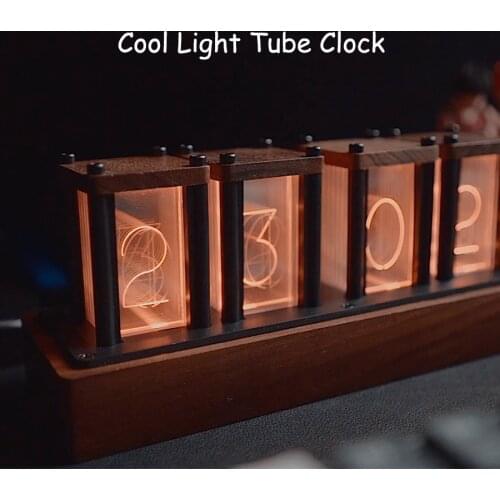 LED Luminous Tube Clock Retro RGB Pseudo Glow Tube Clock Diy Desktop Ornaments Creative Digital Display Time for Girl Gift