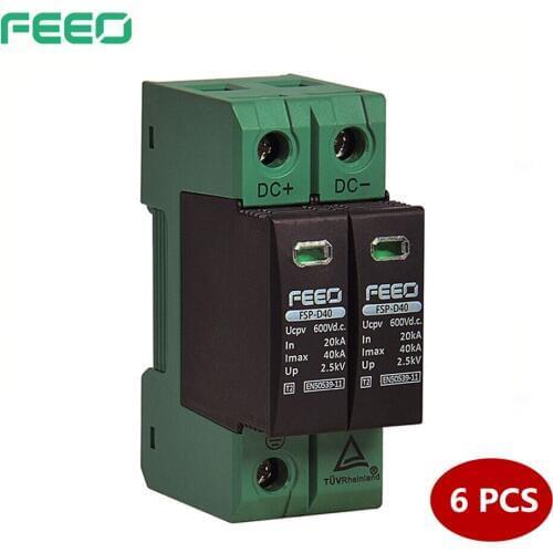 FEEO DC SPD 2P 600V 800V 20KA~40KA Din Rail Solar Outdoor Power Protection Protective Device Surge Protector Surge TUV & CE