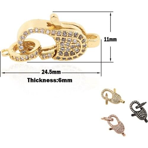 Crayfish Clasp DIY Bracelet Necklace Making Jewelry Clasp Metal Zircon Connector