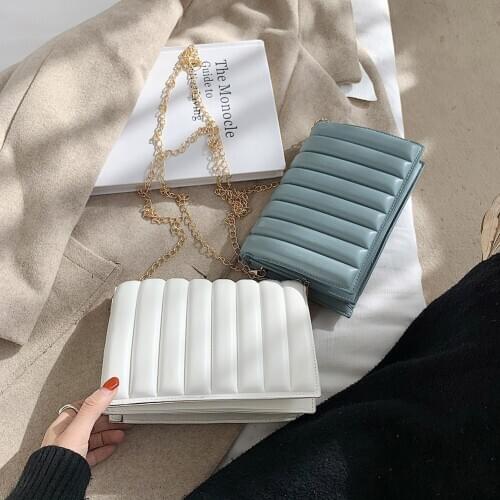 PU Solid Chain Women Purse Street Messenger Bag Totes Fashion Shoulder Handbag Popular Simple Female Daily Bags For Women 2021