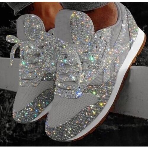 Womens Sneakers Flat Vulcanized Shoes Woman Lace Up Bling Ladies Platform Female Casual Fashion Autumn Women Footwear 42 43