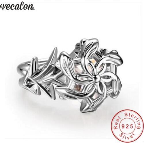 Vecalon Vintage The Galadriel Nenya ring Soild 925 Sterling Silver 3ct Cz Party Wedding Band rings for women Dropshipping