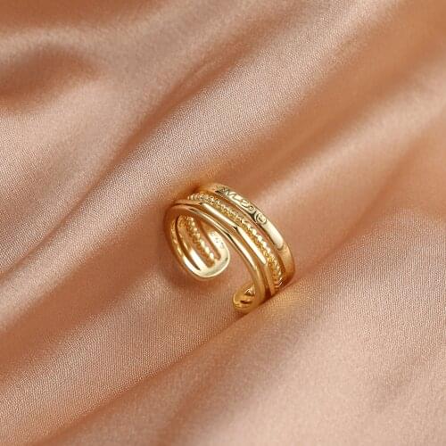 ZOVOLI Vintage Gothic Gold Color Plating Chain Shape Joint Rings Sets for Women Creative Hollow Irregular Geometric Jewelry Ring