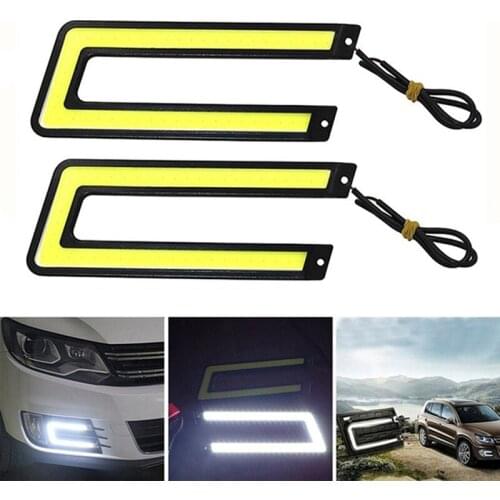 1PC U-Shaped 12V LED COB Car Auto DRL Driving Daytime Running Lamp Fog Light