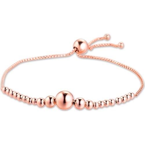 100% 925 Sterling Silver Jewelry Rose String of Beads Slider Bracelets Free Shipping