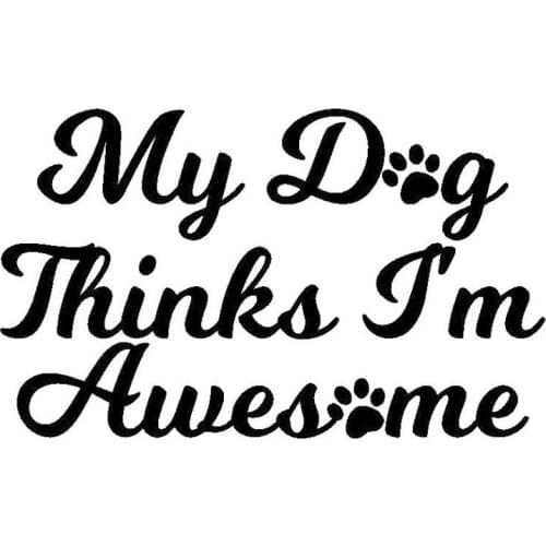 12.7*7.8CM Dog Love MY DOG THINKS I'M AWESMOME Car Sticker Car Styling Accessories Decorative Decals Black/Silver C4-0237