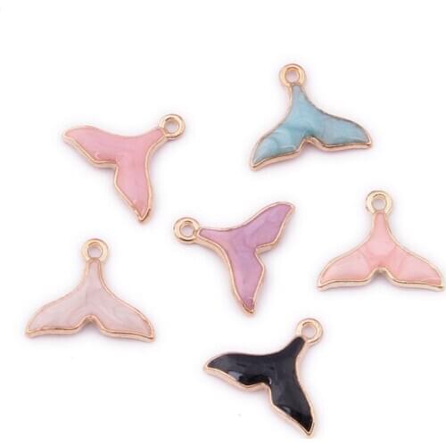 20pcs/Lot Whale Tail Drop Oil Alloy Charms DIY Earrings Bracelet Ornament Accessories Enamel Charm Jewelry