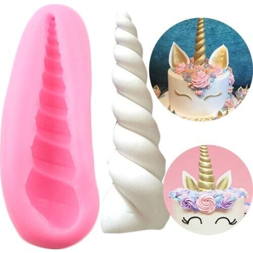 3D Horn Of Unicorn Silicone Mold Polymer Clay Baby Birthday Party DIY Cake Decorating Tools Fondant Chocolate Candy Moulds