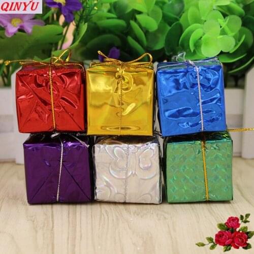 3cm 6Pcs Christmas Tree Hanging Ornaments Decorations Xmas Pendant Foam Gift Box New Year Festival Party Supplies 6ZHH077