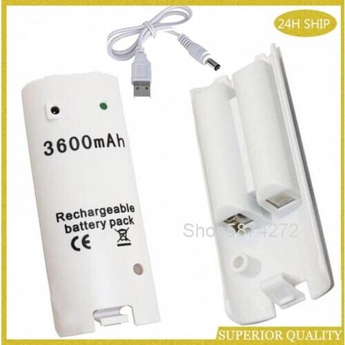 2pcs 3600mAh Rechargeable Battery Pack + USB Charging Cable For Nintendo Wii Controlle Gamepad High Capacity External batteries