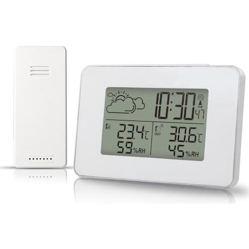 FanJu Weather Station Digital LED Alarm Clock DCF Function Wireless Sensor Thermometer Hygrometer Snooze Table Desk Clocks