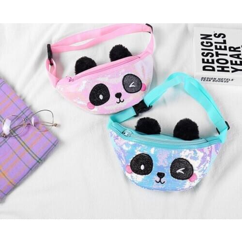 Cute Panda Kids Cartoon Waist Bag Girls Sequins Fanny Pack Christmas Gift