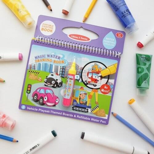 Magical Book Water Coloring Books Drawing Cartoons Books with Doodle Pen Painting Board Gift for Kids Early EducationToys