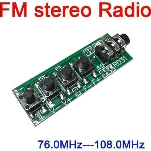 DYKB dc 3v-12v Dual channel stereo FM radio module FM receiver module 76.0MHz -108.0MHz Sensitivity: 1.3uV for Ham Radio