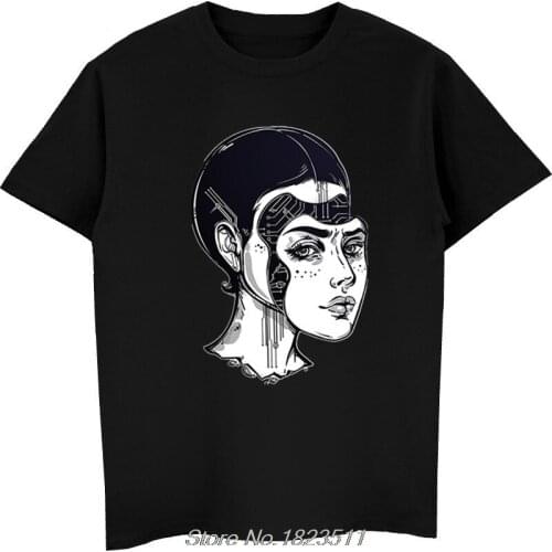 Fashion Hot Sale Artificial Intelligence Tshirt - Sci-fi AI Alien Cyborg Tees Men Funny Tshirt Harajuku Streetwear