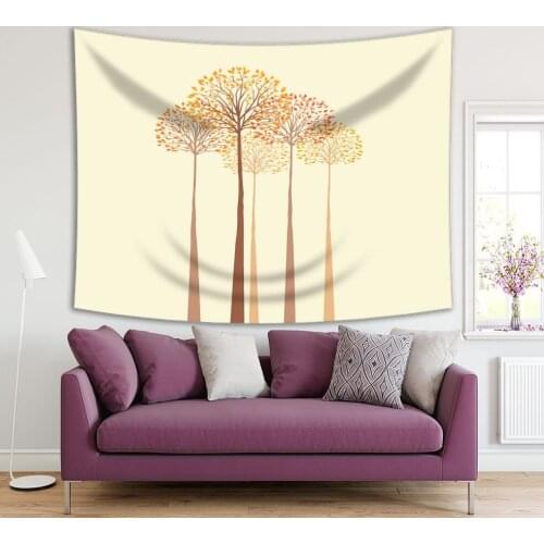Tapestry Tall Trees in Autumn Golden Leaves Forest Wild Nature Landscape Decorative Art Beige Brown Yellow