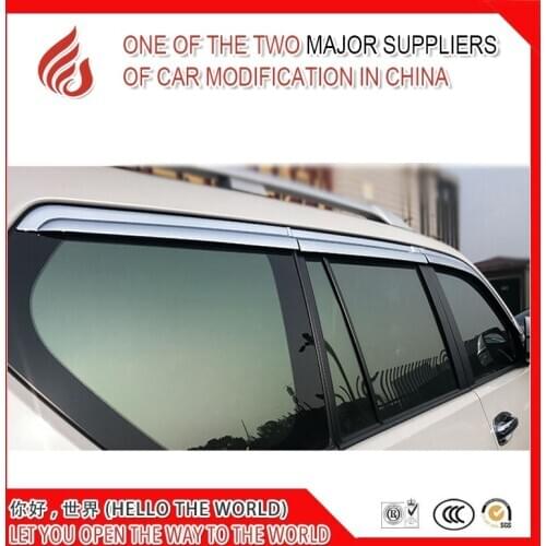 Hot sale 6 Piece ABS plating decorative Awnings shade rain sun wind deflector window visor for prado 2010-2018