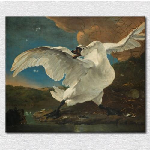 Canvas prints art white birds painting from oil painting jan asselijn to hang on bedding room or sofa wall free shipping