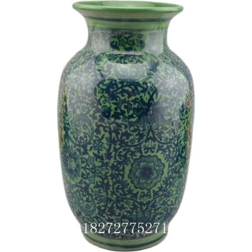 Chinese Old Porcelain Vase Green Glazed Vase Ornaments