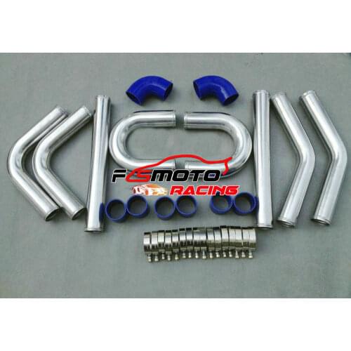 3" 76mm Aluminum Universal Intercooler Turbo Piping pipe Kit + Hose