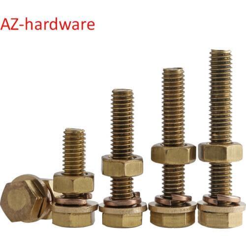 Brass Outer Hexagon Bolt Screw Nut Flat Pad Set Extended Screw M10M12 2PCS
