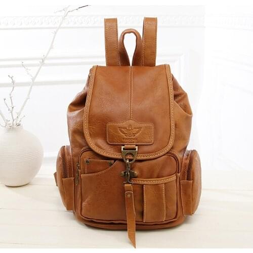 Vintage Fashion Large School Bags PU Leather Shoulder Bag For Women