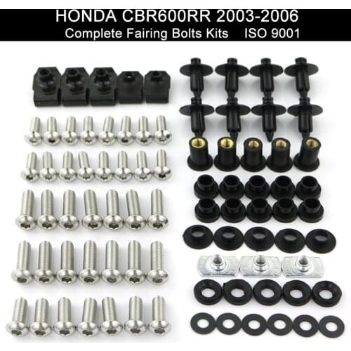 Motorcycle Stainless Steel ​Complete Full Fairing Bolts Kits Fit For HONDA CBR600RR 2003 2004 2005 2006 Srews Washers Well Nuts