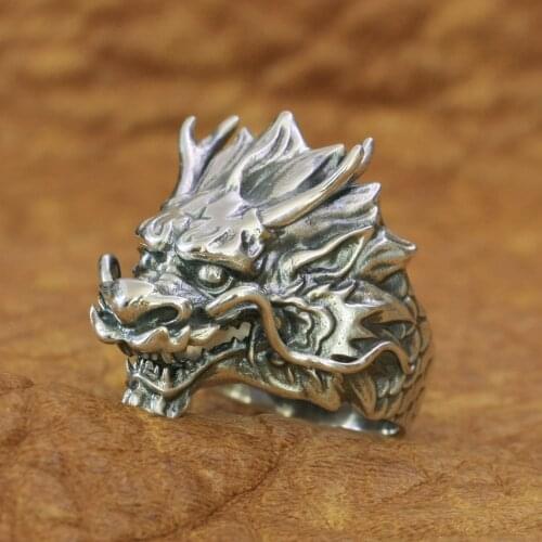 Dragon Ring Mens Biker Rock 925 Sterling Silver Punk Ring TA197 US Size 7~15