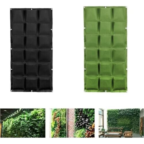 18 Pockets Wall Hanging Planting Bags Vertical Garden Planter Pockets Green Grow Bag Planter Flower Vegetable Living Garden Bag