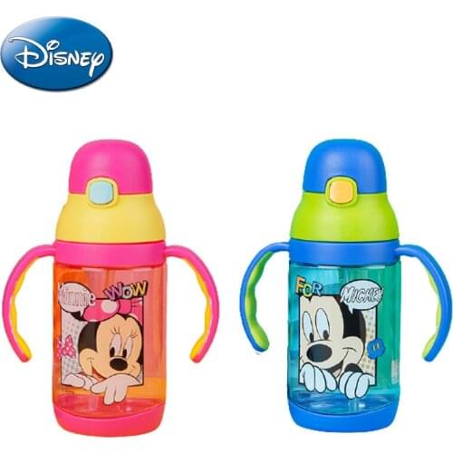 New Disney Mickey Anime Cartoon Children Cups Handle Baby with StrawsTritan Material Feeding Convenient Resistance Leak-proof