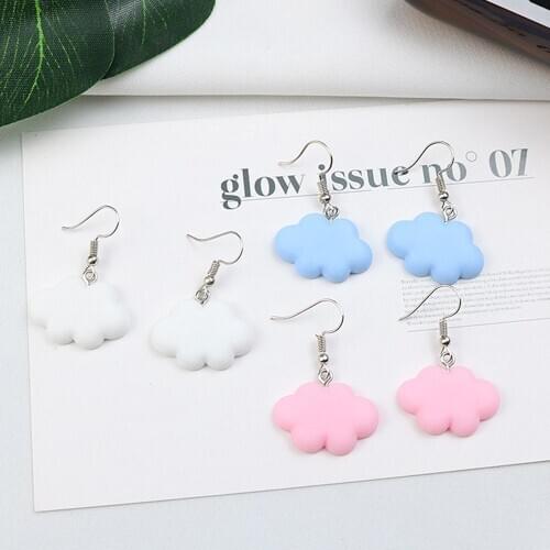 New Ladies Earring European American Simple Alloy Acrylic Cartoon Cloud Ear Fall Fashion Jewelry Pendants for Women серьги тренд