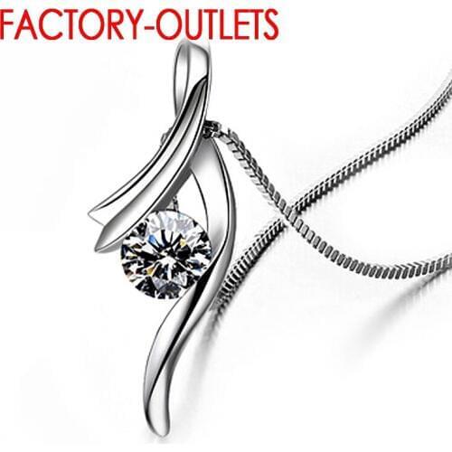 925 Sterling Silver Custom Pendant Necklace For Decoration Fashion Jewelry Round Cubic Zirconia Women Girls Party Engagement
