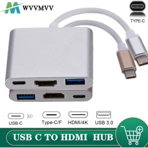 USB 3.1 Converter Usb C to HDMI Type C Hdmi Adapter 3 in 1 Type C to hdmi HDMI/USB 3.0/Type-C Aluminum For Apple Macbook adapter